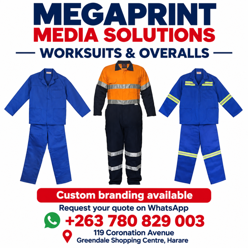 Plain blue worksuit, orange and navy overall, and blue worksuit with reflective strips from Megaprint