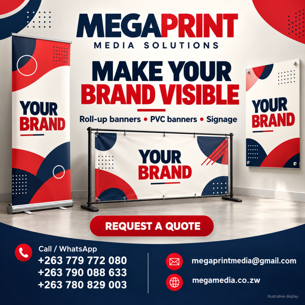 Illustrative Megaprint roll-up banner, PVC banner and signage display.